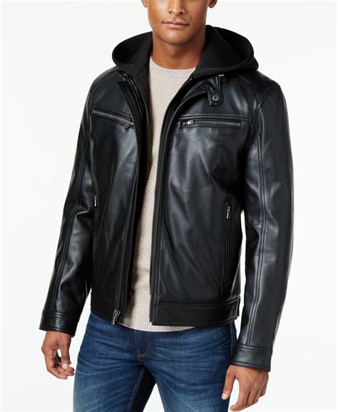 michael kors leather hooded jacket mens|Michael Kors puffer jackets men's.